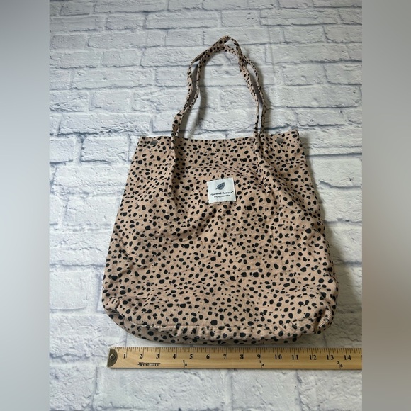 “You Need This One” Enjoy Your Life Spotted Tan/Black Corduroy Tote/Shopping Bag - Picture 7 of 8